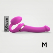 Ярко-розовый безремневой страпон Multi Orgasm Size M с клиторальной стимуляцией - Strap-on-me - купить с доставкой в Орехово-Зуево