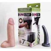 Страпон-унисекс с двумя насадками UNI strap 7  Harness - 19 и 16 см. - LOVETOY (А-Полимер) - купить с доставкой в Орехово-Зуево