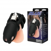 Черная клетка для пениса Silicone Small 2 in Cock Cage With Ball Divider - BlueLine - купить с доставкой в Орехово-Зуево