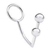 Кольцо на пенис с анальным стимулятором Two Bead Stainless Steel Anal Hook   Cock Ring - BlueLine - в Орехово-Зуево купить с доставкой