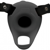 Черный полый страпон с вибрацией 2’’ Erection 28X Smooth Vibrating Silicone Penis Sheath - XR Brands - купить с доставкой в Орехово-Зуево