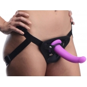 Лиловый поясной страпон Navigator Silicone G-Spot Dildo with Harness - 17,8 см. - XR Brands - купить с доставкой в Орехово-Зуево