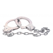 Наручники из металла с длинной цепочкой CHROME HANDCUFFS METAL HANDCUFFS W. KEY - NMC - купить с доставкой в Орехово-Зуево