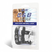 Утяжка на пенис на замочке Duo Cock And Ball Lock - BlueLine - купить с доставкой в Орехово-Зуево
