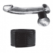 Чёрная утяжка на мошонку 1  Velcro Ball Stretcher - BlueLine - купить с доставкой в Орехово-Зуево