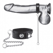 Утяжка на пенис с поводком Snap Cock Ring With 12  Leash - BlueLine - купить с доставкой в Орехово-Зуево