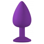 Большая фиолетовая анальная пробка Emotions Cutie Large с голубым кристаллом - 10 см. - Lola Games - купить с доставкой в Орехово-Зуево