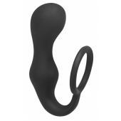 Чёрное эрекционное кольцо с анальной пробкой Double Pleasure Anal Plug - Lola Games - в Орехово-Зуево купить с доставкой