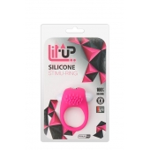 Розовое эрекционное кольцо с щеточкой LIT-UP SILICONE STIMU RING 5 - Dream Toys - в Орехово-Зуево купить с доставкой