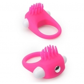 Розовое эрекционное кольцо с щеточкой LIT-UP SILICONE STIMU RING 5 - Dream Toys - в Орехово-Зуево купить с доставкой