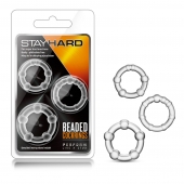 Набор из 3 прозрачных эрекционных колец Stay Hard Beaded Cockrings - Blush Novelties - в Орехово-Зуево купить с доставкой