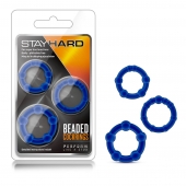 Набор из 3 синих эрекционных колец Stay Hard Beaded Cockrings - Blush Novelties - в Орехово-Зуево купить с доставкой