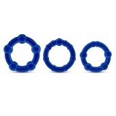 Набор из 3 синих эрекционных колец Stay Hard Beaded Cockrings - Blush Novelties - в Орехово-Зуево купить с доставкой