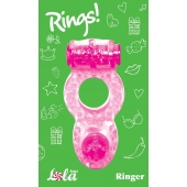 Розовое эрекционное кольцо с вибрацией Rings Ringer - Lola Games - в Орехово-Зуево купить с доставкой