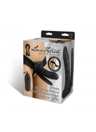 Полый страпон с двумя отростками и вибрацией Unisex Vibrating Hollow Strap-On Double Penetrating Dildo - 17,8 см. - Lux Fetish - купить с доставкой в Орехово-Зуево