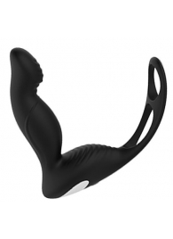 Черный вибромассажер простаты P-PLEASER W ERECTION ENHANCE - Dream Toys - в Орехово-Зуево купить с доставкой