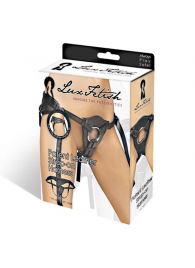Черные трусики для страпона из патентованной кожи - Lux Fetish - купить с доставкой в Орехово-Зуево