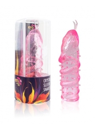 Закрытая рельефная насадка Crystal sleeve snakes в виде змеи с усиками - 14 см. - Erowoman-Eroman - в Орехово-Зуево купить с доставкой