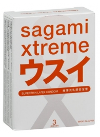 Ультратонкие презервативы Sagami Xtreme SUPERTHIN - 3 шт. - Sagami - купить с доставкой в Орехово-Зуево