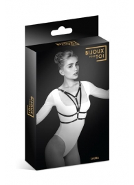 Черная упряжь на грудь Laura - Bijoux Pour Toi - купить с доставкой в Орехово-Зуево