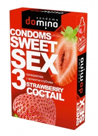 Презервативы для орального секса DOMINO Sweet Sex с ароматом клубничного коктейля  - 3 шт. - Domino - купить с доставкой в Орехово-Зуево
