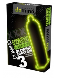 Презервативы DOMINO Neon Green со светящимся в темноте кончиком - 3 шт. - Domino - купить с доставкой в Орехово-Зуево