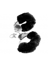 Металлические наручники Furry Love Cuffs с черным мехом - Pipedream - купить с доставкой в Орехово-Зуево