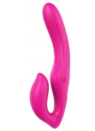 Ярко-розовый безремневой страпон REMOTE DOUBLE DIPPER - 22 см. - Dream Toys - купить с доставкой в Орехово-Зуево