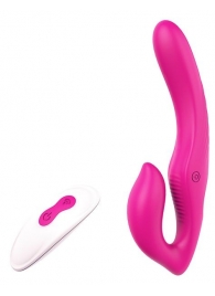 Ярко-розовый безремневой страпон REMOTE DOUBLE DIPPER - 22 см. - Dream Toys - купить с доставкой в Орехово-Зуево