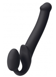 Черный безремневой страпон Silicone Bendable Strap-On M - Strap-on-me - купить с доставкой в Орехово-Зуево