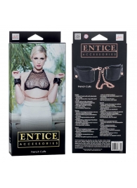 Черные мягкие наручники Entice French Cuffs с цепью - California Exotic Novelties - купить с доставкой в Орехово-Зуево