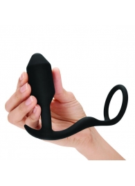 Черное эрекционное кольцо с анальным плагом Snug   Tug - b-Vibe - в Орехово-Зуево купить с доставкой