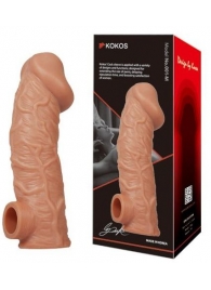 Телесная насадка на фаллос с отверстием для мошонки EXTREME SLEEVE - 17,6 см. - KOKOS - в Орехово-Зуево купить с доставкой