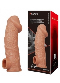 Телесная насадка на фаллос с фиксацией мошонки EXTREME SLEEVE - 15,6 см. - KOKOS - в Орехово-Зуево купить с доставкой