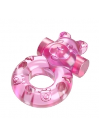 Розовое эрекционное виброкольцо на пенис Pink Bear - Baile - в Орехово-Зуево купить с доставкой
