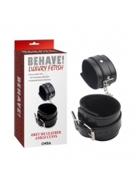 Черные оковы на ноги Obey Me Leather Ankle Cuffs - Chisa - купить с доставкой в Орехово-Зуево