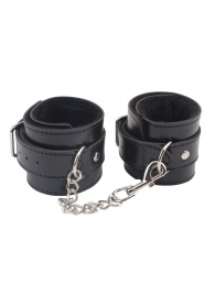 Черные оковы на ноги Obey Me Leather Ankle Cuffs - Chisa - купить с доставкой в Орехово-Зуево