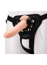 Телесный страпон на черных трусиках STRAP ON REAL DILDO - 20 см. - Dream Toys - купить с доставкой в Орехово-Зуево