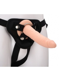 Телесный страпон на черных трусиках STRAP ON REAL DILDO - 20 см. - Dream Toys - купить с доставкой в Орехово-Зуево