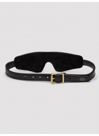 Черная плотная маска на глаза Bound to You Faux Leather Blindfold - Fifty Shades of Grey - купить с доставкой в Орехово-Зуево