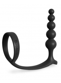 Черная анальная цепочка с эрекционным кольцом Ass-gasm Cockring Anal Beads - Pipedream - в Орехово-Зуево купить с доставкой