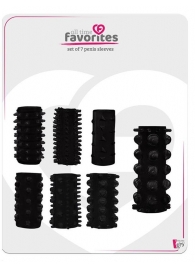 Набор из 7 черных насадок PENIS SLEEVES SET - Dream Toys - в Орехово-Зуево купить с доставкой