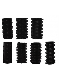 Набор из 7 черных насадок PENIS SLEEVES SET - Dream Toys - в Орехово-Зуево купить с доставкой