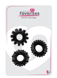 Набор из 3 черных эрекционных колец SET OF 3 COCKRINGS - Dream Toys - в Орехово-Зуево купить с доставкой