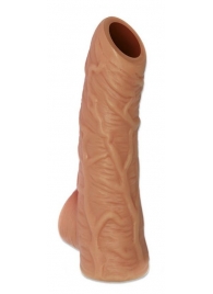Телесная открытая насадка-реалистик с подхватом мошонки Nude Sleeve M - 12 см. - KOKOS - в Орехово-Зуево купить с доставкой