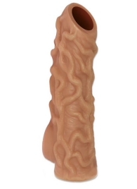 Телесная насадка с венками и открытой головкой Nude Sleeve M - 12 см. - KOKOS - в Орехово-Зуево купить с доставкой