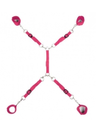 Ярко-розовый набор фиксаций на кровати Classic Bed Spreader - Lux Fetish - купить с доставкой в Орехово-Зуево