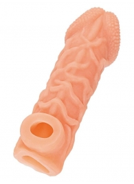 Телесная закрытая насадка с венками Cock Sleeve Size M - 15,6 см. - KOKOS - в Орехово-Зуево купить с доставкой