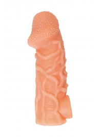 Телесная закрытая насадка с венками Cock Sleeve Size L - 17,6 см. - KOKOS - в Орехово-Зуево купить с доставкой