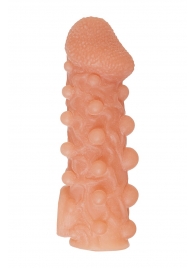Телесная закрытая насадка с шариками Cock Sleeve Size M - 15,6 см. - KOKOS - в Орехово-Зуево купить с доставкой